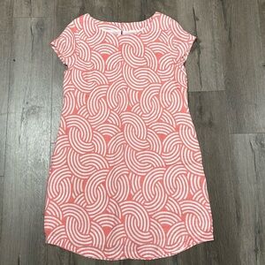 Island Company Capricorn Dress 100% Linen Cotton Coral Pink White Retail $180